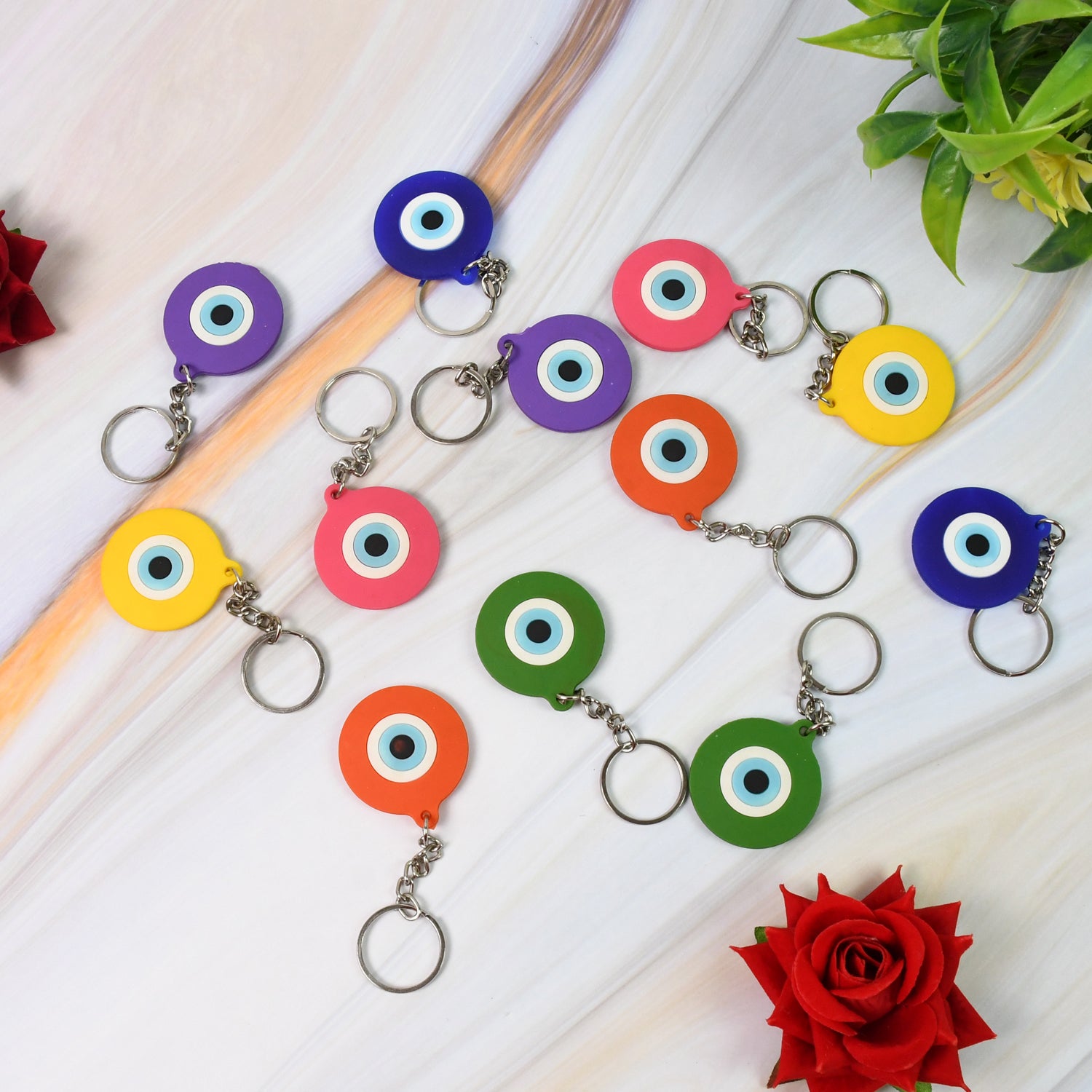 Evil Eye Rubber  Silicone Keychain (12 Pcs Set  Mix Color) Evil Eye Rubber  Silicone Keychain (12 Pcs Set  Mix Color)
